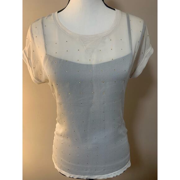 The Limited - Sheer Top with Gold Detail - Size XS Shirt - Picture 2 of 6